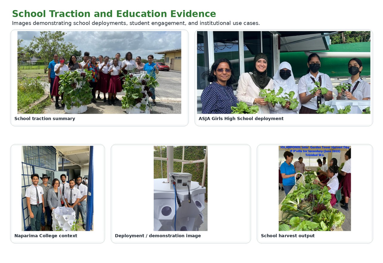 SolarPoniX school deployments, students and harvest activity