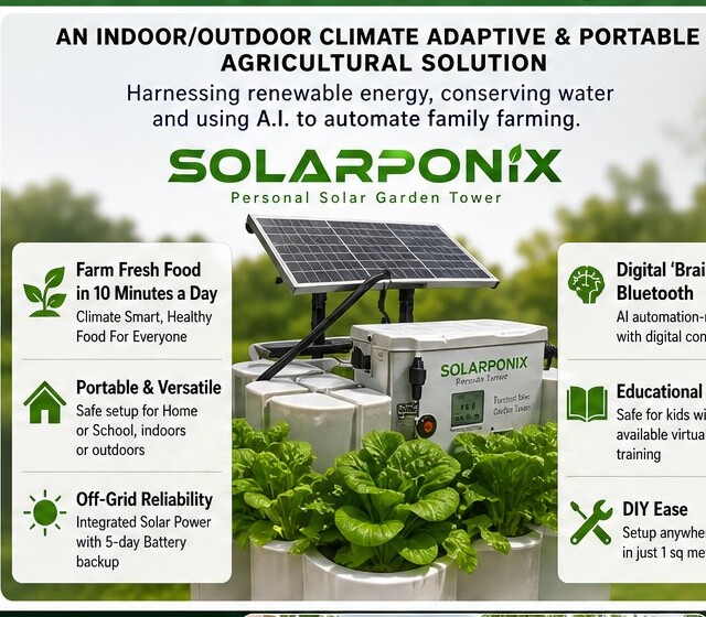 SolarPoniX solar-powered food-growing system with healthy crops